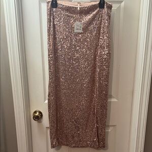 Free People Glittering Pink Sequined Pencil Skirt